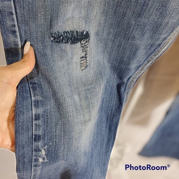 Levi's Distressed Blue Straight Leg Jeans - Picture 3 of 9